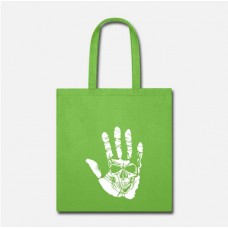 Finger Skull Lime Green Tote Bag